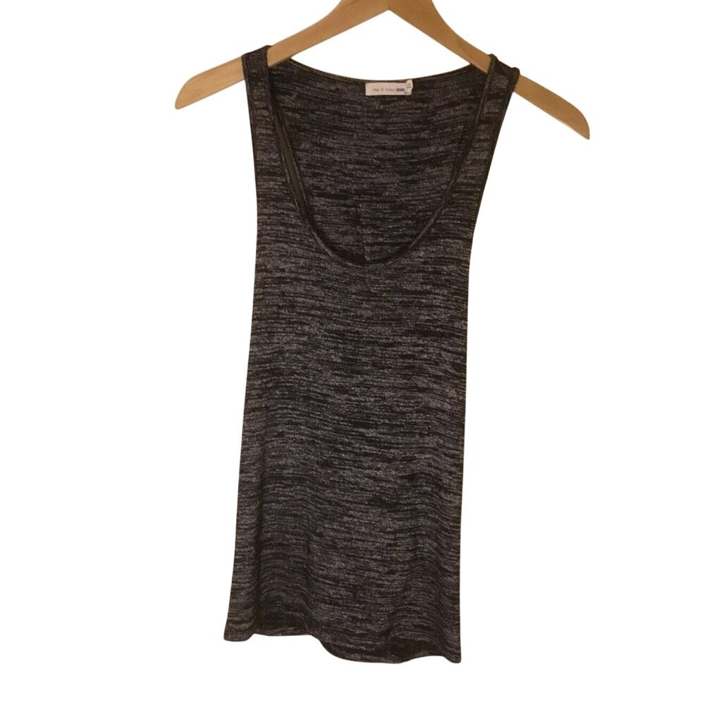Rag and Bone Black Gray Heathered Twistback Scoop Neck Tank Top Sz M